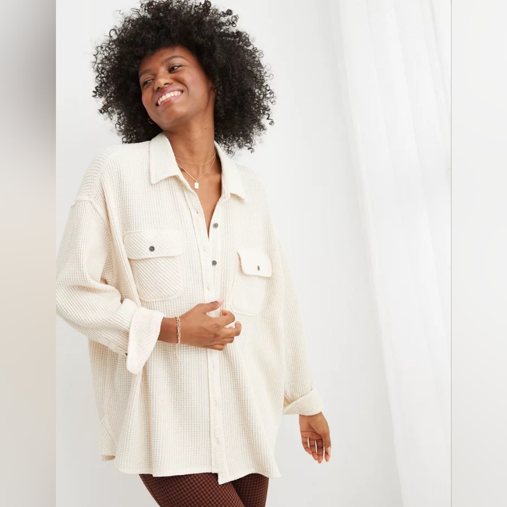 Aerie Lumberjane Waffle Shirt (Heather Frost)